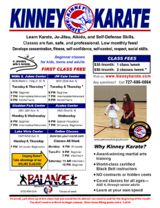 Kinney Karate Class Flyer